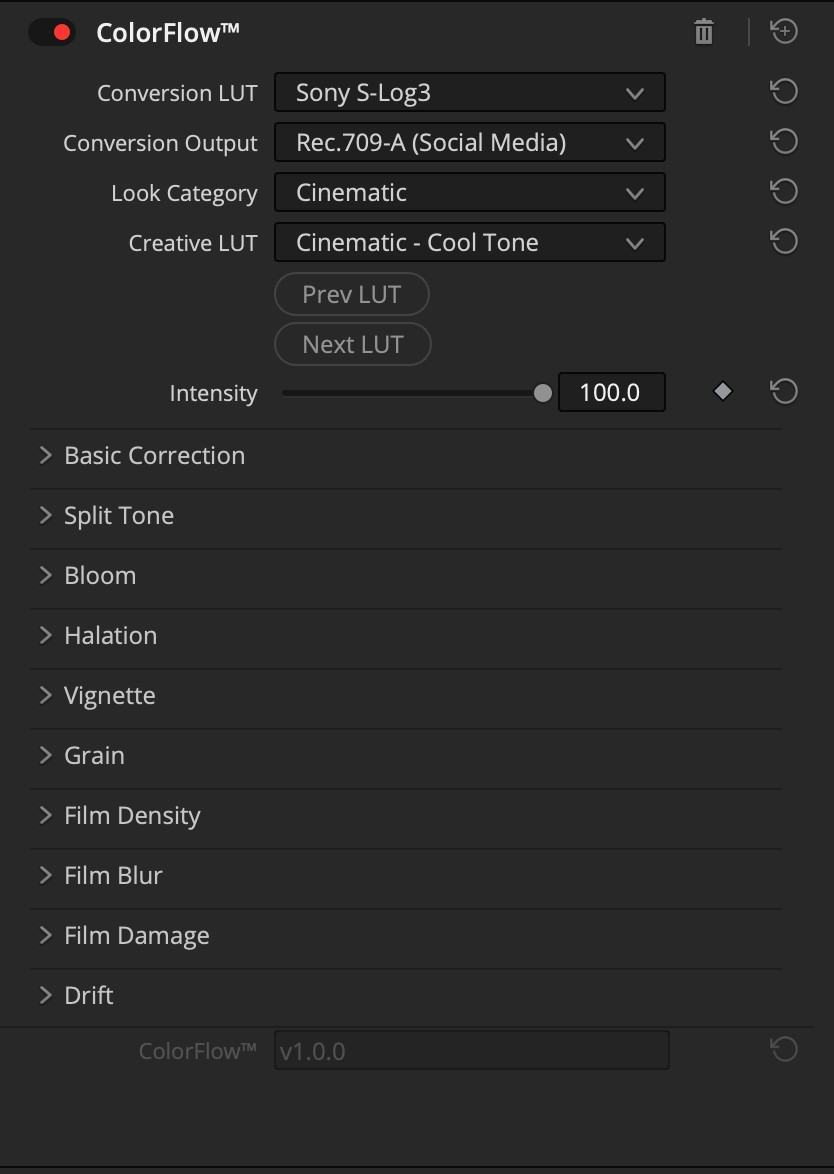 ColorFlow control panel